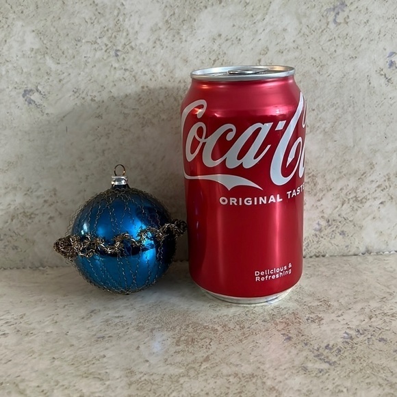 Vintage Christmas Ornament West Germany Wire Wrapped Blue Bulb - Picture 3 of 6